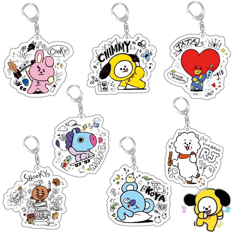Anime Merchandise For Girls - سلسلة مفاتيح أكريليك لطيفة بتصميم BT21